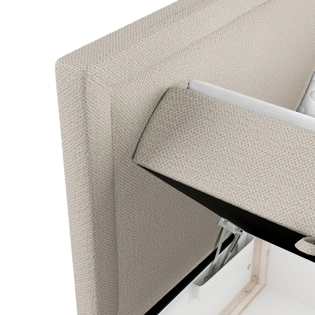 BOXBETT Tribeca Beige 200/200 cm mit Bonellmatratze und Topper - Beige/Schwarz, Holz/Holzwerkstoff (200/200cm) - Maison de Reve