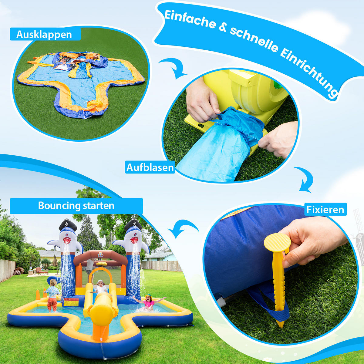 HÜPFBURG 250cm Multicoloured - Multicolor, Kunststoff (578/408/250cm) - COSTWAY