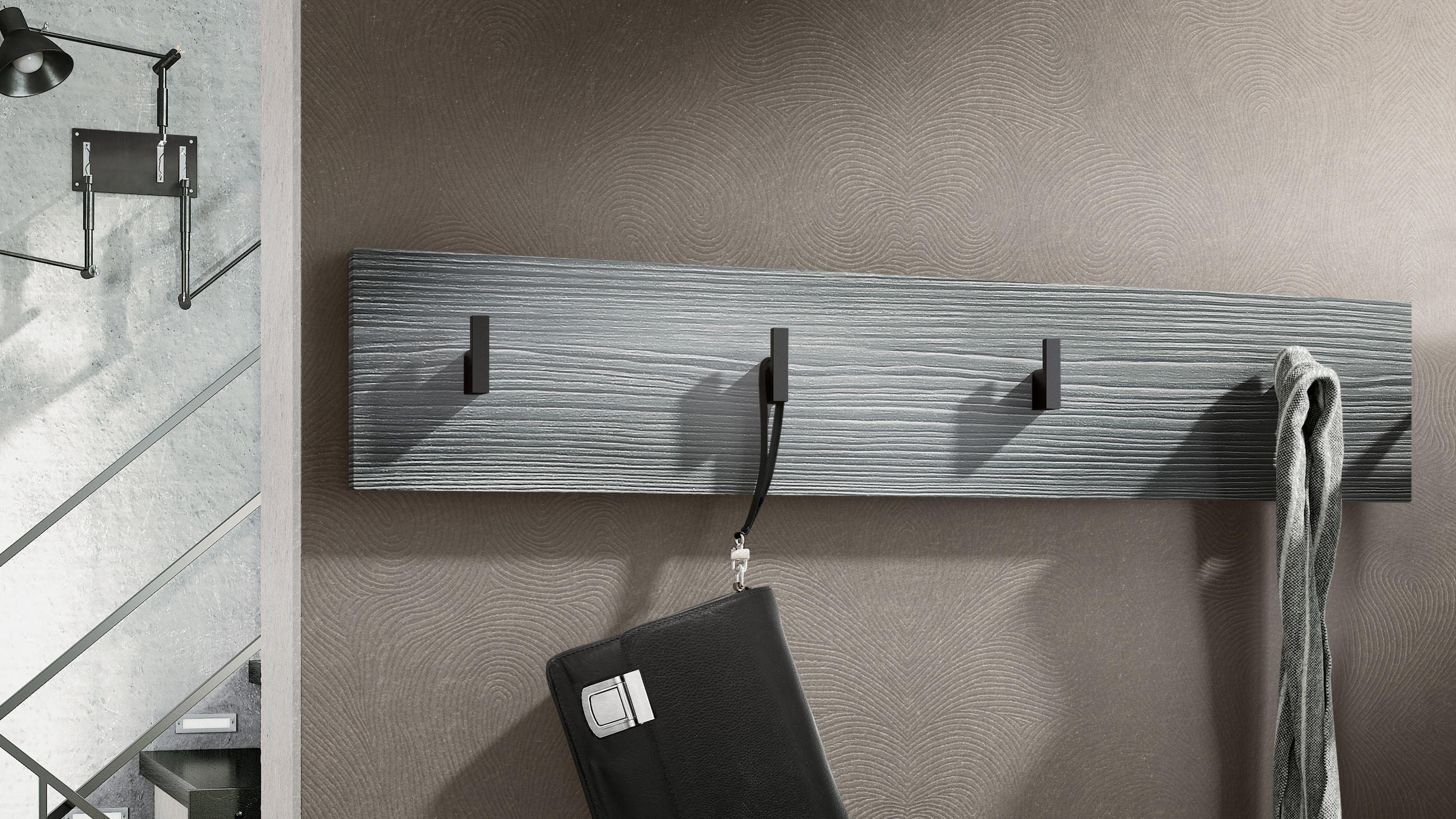 GARDEROBENPANEEL Linea Avola-Anthrazit - Anthrazit, Holzwerkstoff (72.5/14.5/3.5cm) - Vladon