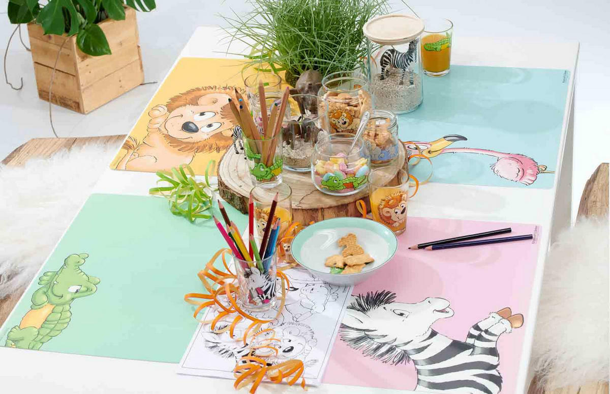 GESCHIRR-SET MIT KINDERBECHER Happy Zoo Krokodil bunt 7er Set - Multicolor, Kunststoff (1/1/1cm) - Ritzenhoff Breker