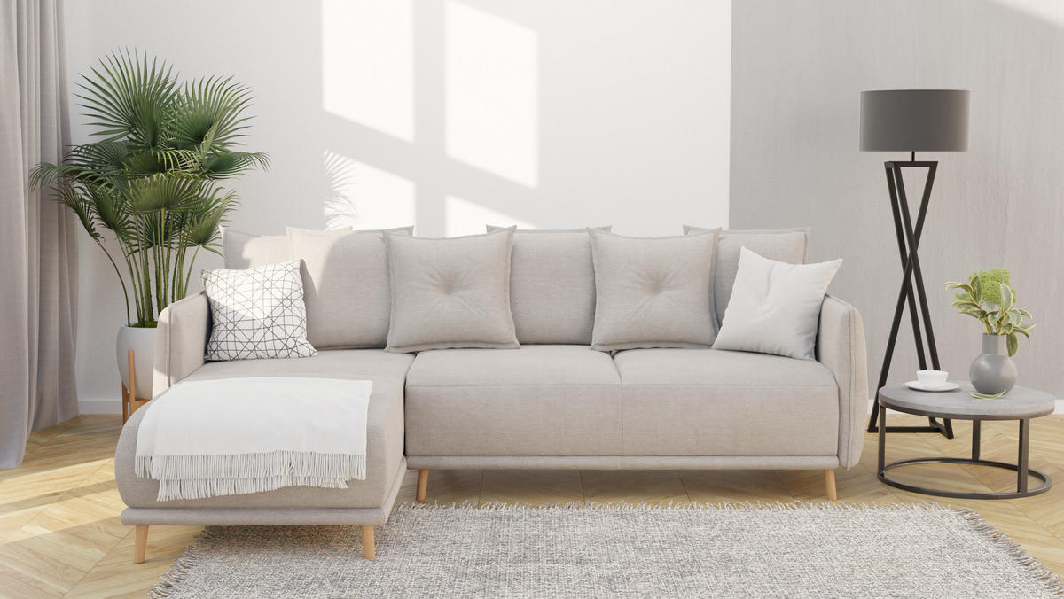 ECKSOFA Chroma Beige Luxusmicrofaser - Ecru/Beige, Holz/Textil (238/170cm) - S-Style Möbel