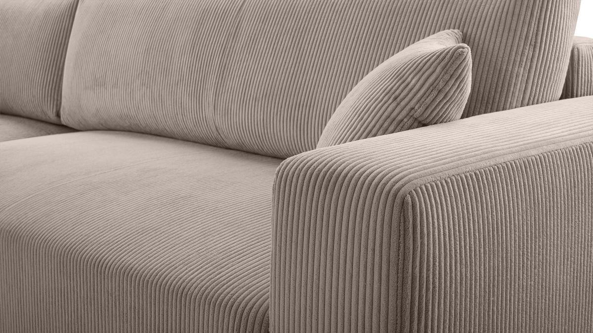 ECKSOFA L Form Catea Beige 279/145/84 cm Links mit Schlaffunktion - Beige/Schwarz, Kunststoff/Textil (145/279cm) - AX Living