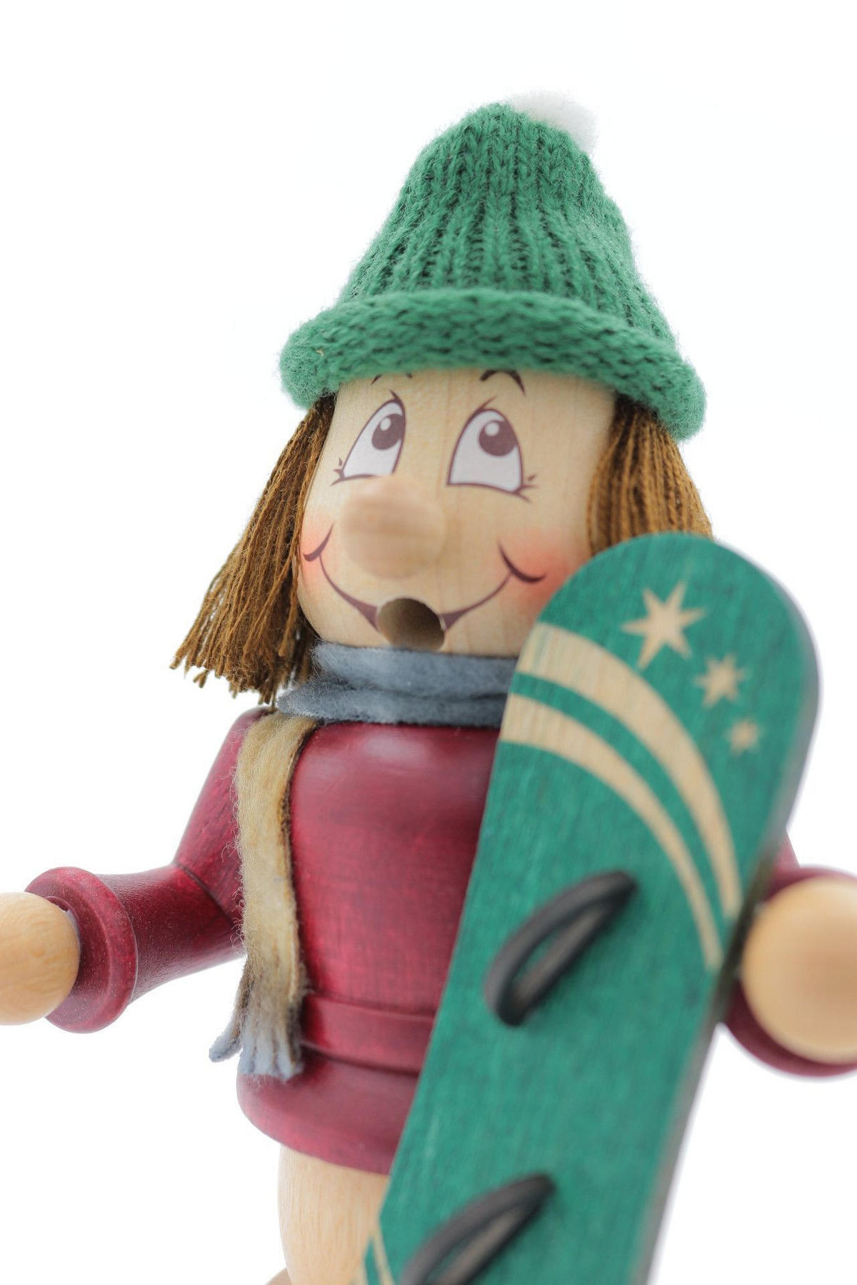 RAUCHFIGUR Wichtel Snowboarder 15cm - Multicolor, Holz (9/15/0.1cm)