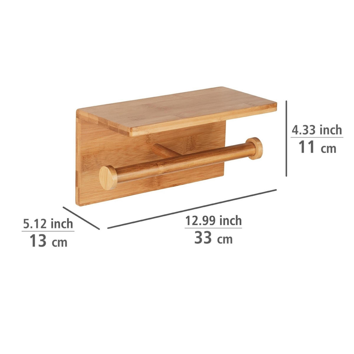 TOILETTENPAPIERHALTER Bambus Bambusa 33/13/11 cm - Braun, Naturmaterialen (13/11/33cm) - Wenko