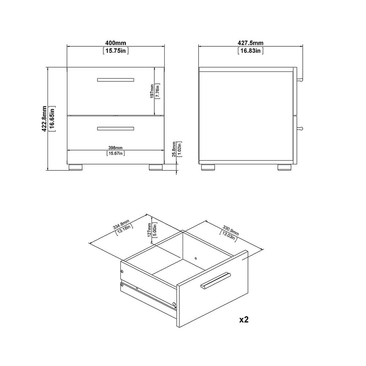 NACHTSCHRANK Schwarz - Schwarz, Holzwerkstoff (40/42/40cm) - ebuy24