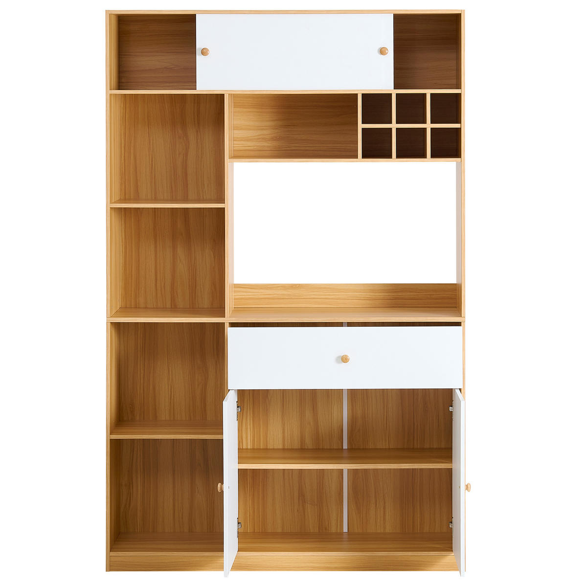 BUFFET SCHRANK LED 3 Türen Schublade Regale 180cm Weiß - Multicolor, Holzwerkstoff (115/180/35cm) - FLIEKS