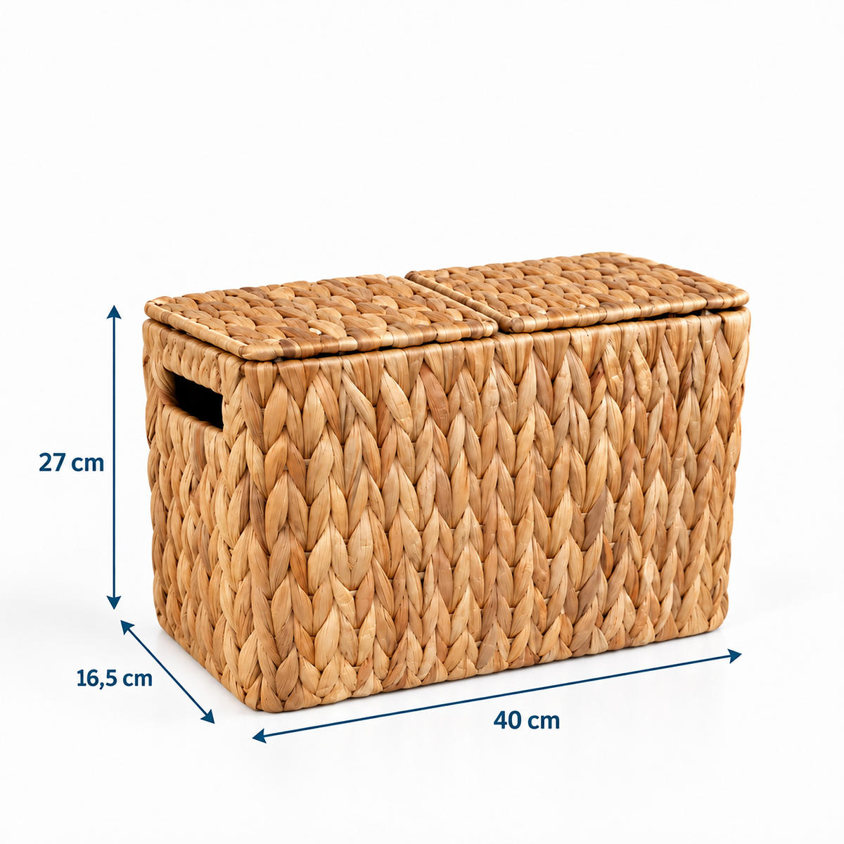 KOŠ Přírodní vodní hyacint na 6 rolí - světle hnědá, textil (16.5/40/27cm) - Relaxdays