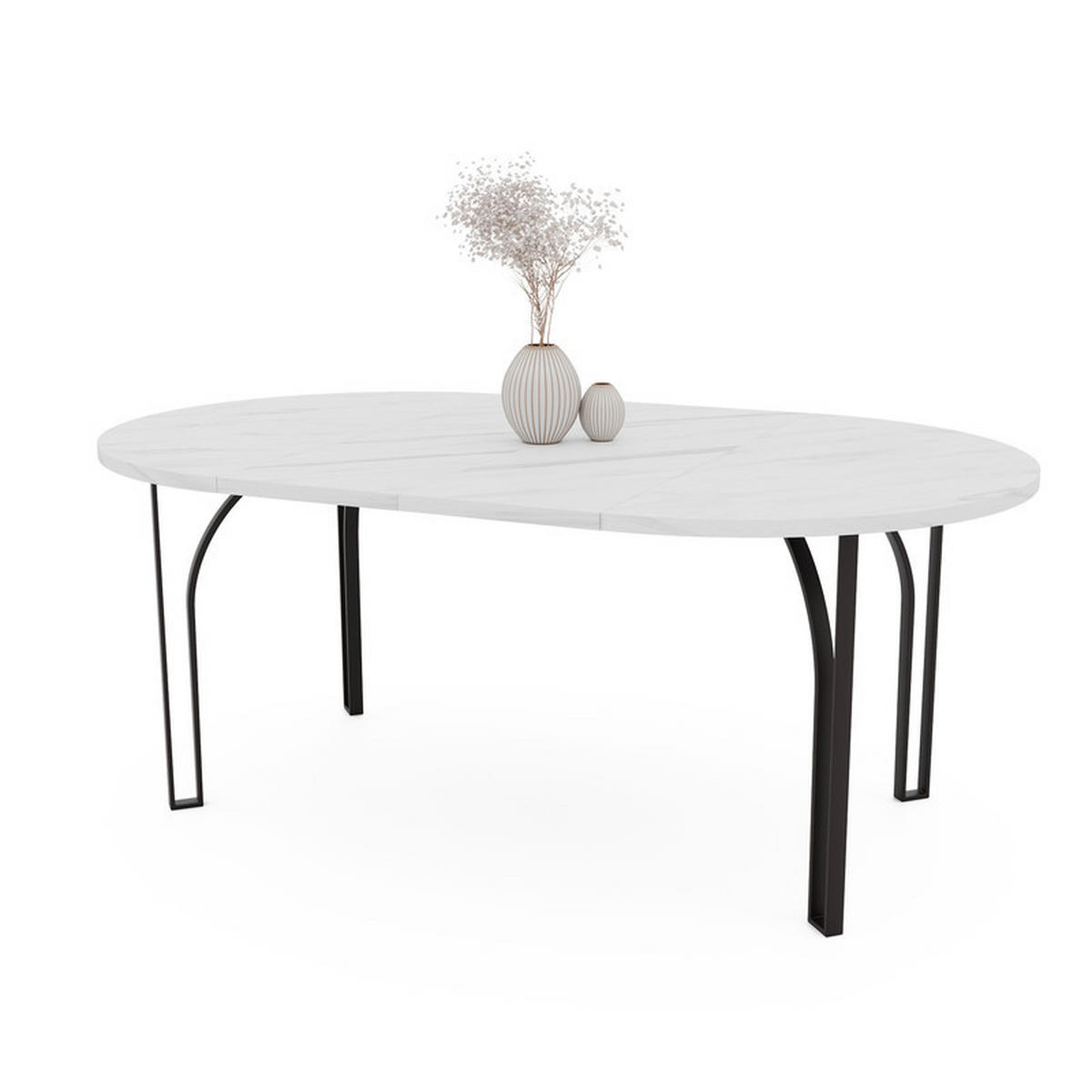 AUSZIEHTISCH ASTRO 120/76 cm, Schwarz / Bianco (Weiß) - Perlmutt/Schwarz, Holzwerkstoff/Metall (120/120/76cm) - Idohome