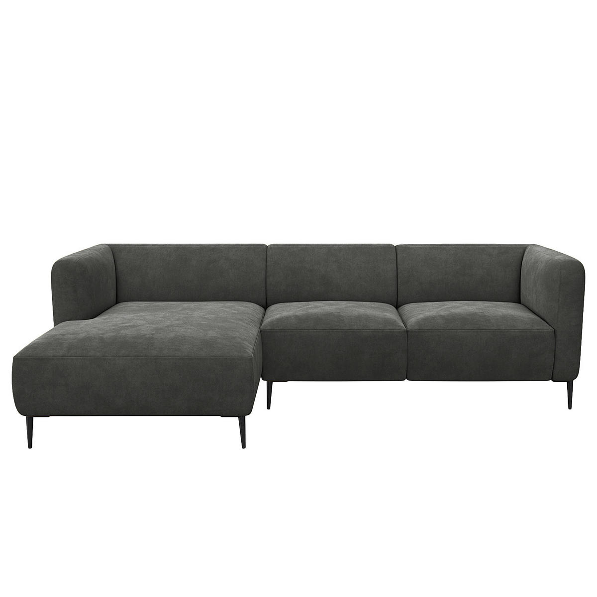 2,5-SITZER ECKSOFA mit Longchair - Schwarz/Grün, Textil/Metall (271/148cm) - home24