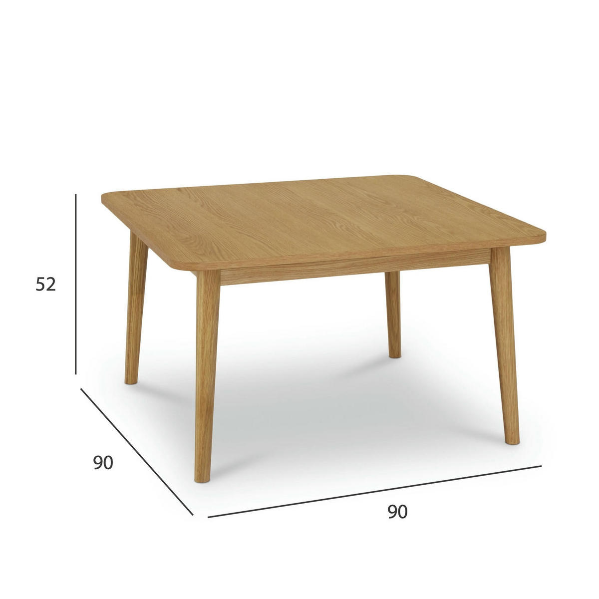 COUCHTISCH quadratisch Eiche massiv 90/90/52 cm - Eichefarben/Braun, Holz/Holzwerkstoff (90/90/52cm) - Furnhouse