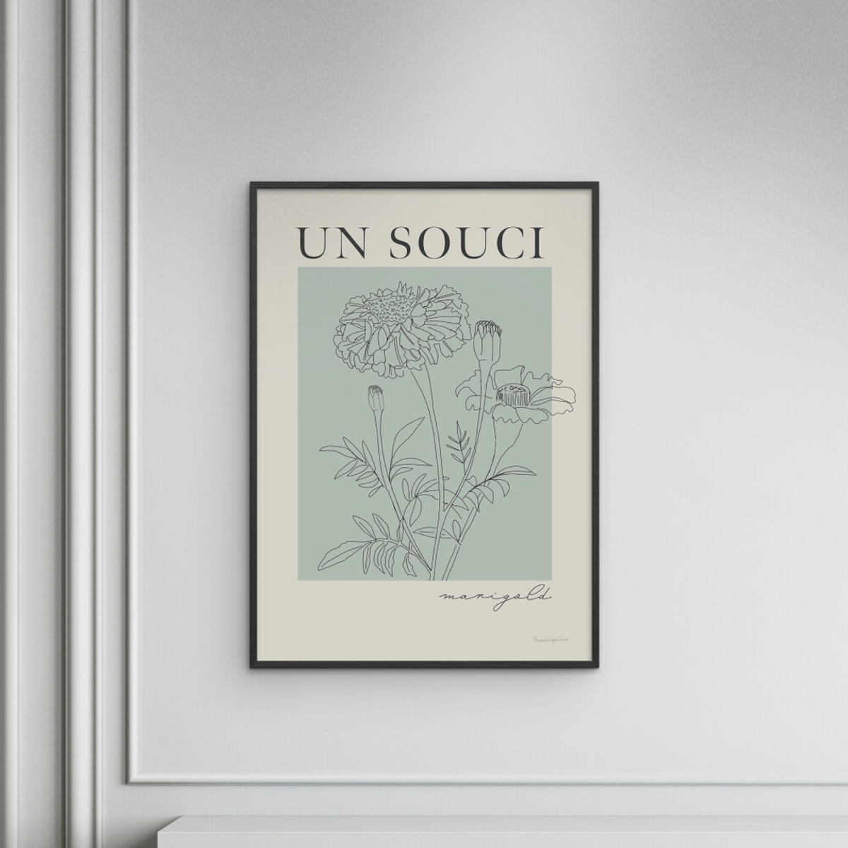 POSTER mit Rahmen Wild Apple - French Flower Poster II - Schwarz/Grün, Holz/Papier (70/100cm) - Poster&Frame