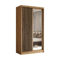 SCHWEBETÜRENSCHRANK Erika 120 cm mit Lamellen und Spiegel 2-türig, Artisan, Artisan, Lamelle schwarz - Schwarz/Eiche Artisan, Kunststoff (120/216/51cm) - Margaret Hadas24