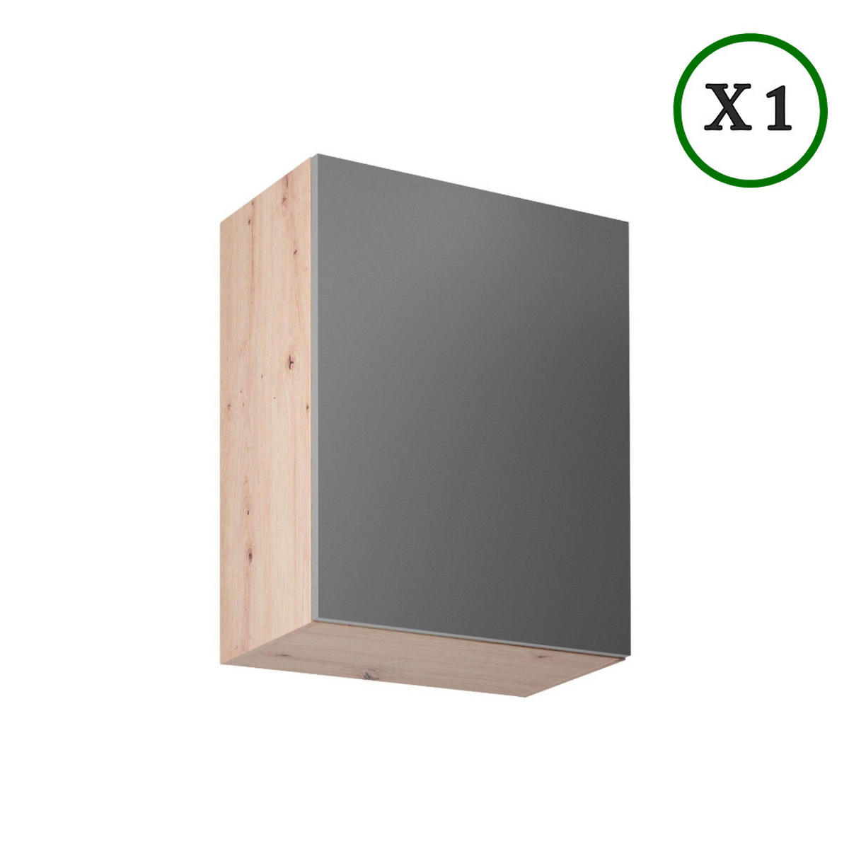 KÜCHENZEILE 200 cm - Langen K24-M200 - in Artisan Eiche/Grau - Eiche Artisan/Grau, Holz/Metall (200/210/47cm)