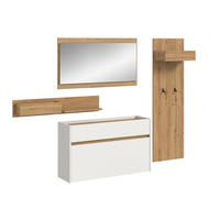 GARDEROBE Flow (B/H/T: ca. 205/192/32 cm) 4 tlg. in Weiß/Weiß - Weiß, Holzwerkstoff (205/192/32cm) - Homes & Jones