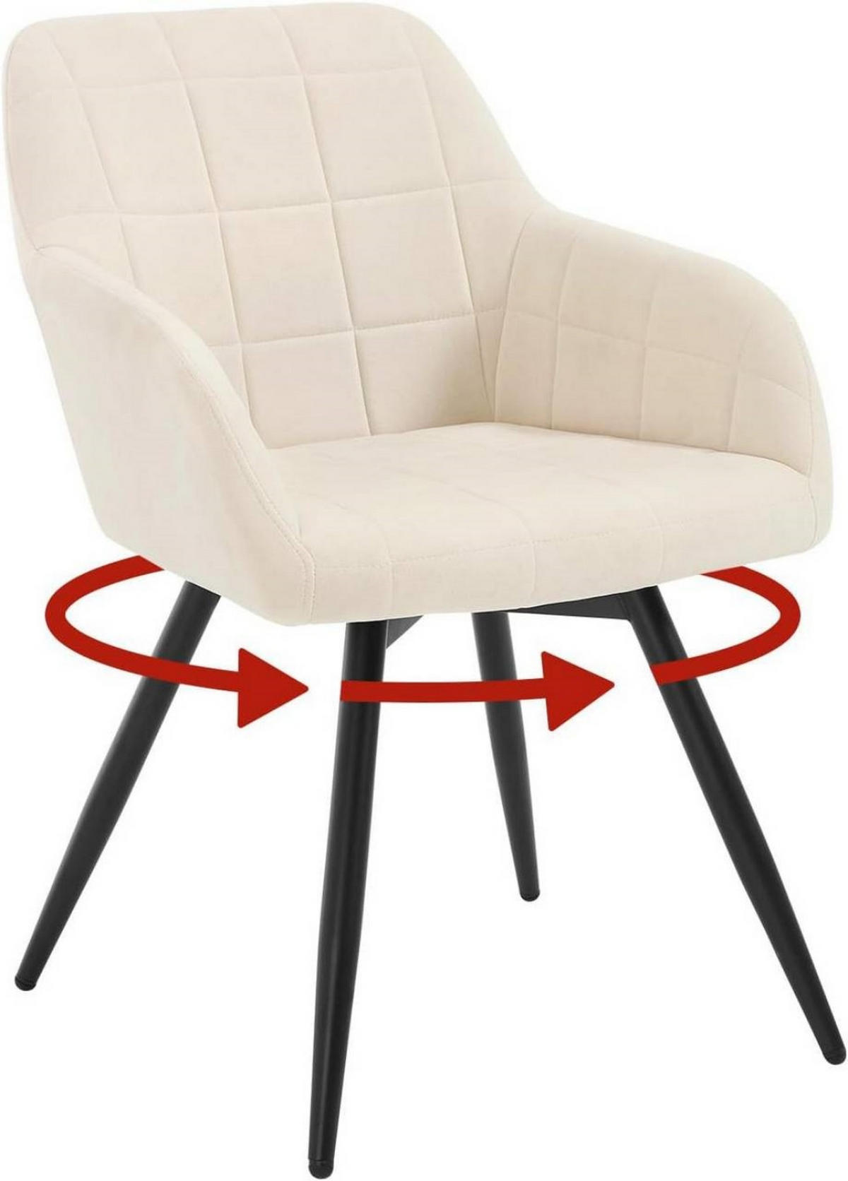 ESSZIMMERSTUHL drehbar, Samt, Beige - Beige/Schwarz, Textil/Metall (57/78/63cm) - Woltu
