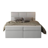 BOXBETT Gallese 140/200 cm in Creme – mit Bettkasten und Topper - Creme/Schwarz, Holz/Holzwerkstoff (140/200cm) - AX Living