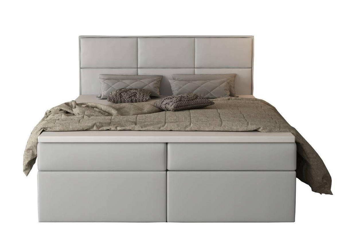 BOXBETT Gallese 140/200 cm in Creme – mit Bettkasten und Topper - Creme/Schwarz, Holz/Holzwerkstoff (140/200cm) - AX Living