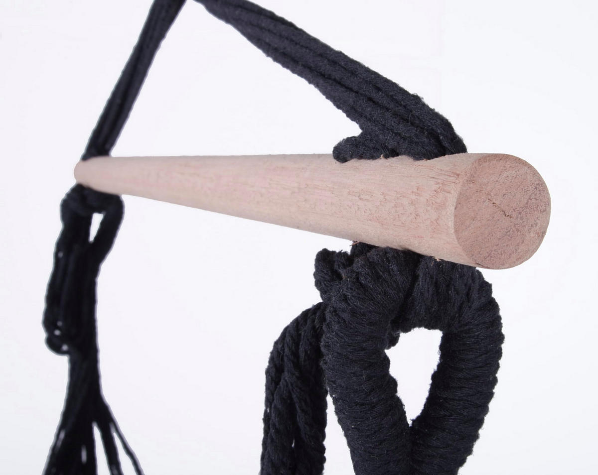 HÄNGESESSEL Mainz mit 2 Kissen Schwarz Hängesitz - Schwarz, Holz (90/120/65cm) - DELUKE