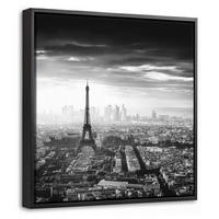 LEINWAND Bilder mit Rahmen - Paris - Skyline - Eiffelturm - Stadt - Wolken - 20x20 - Dunkelgrau, Textil (20/20cm) - MuchoWow