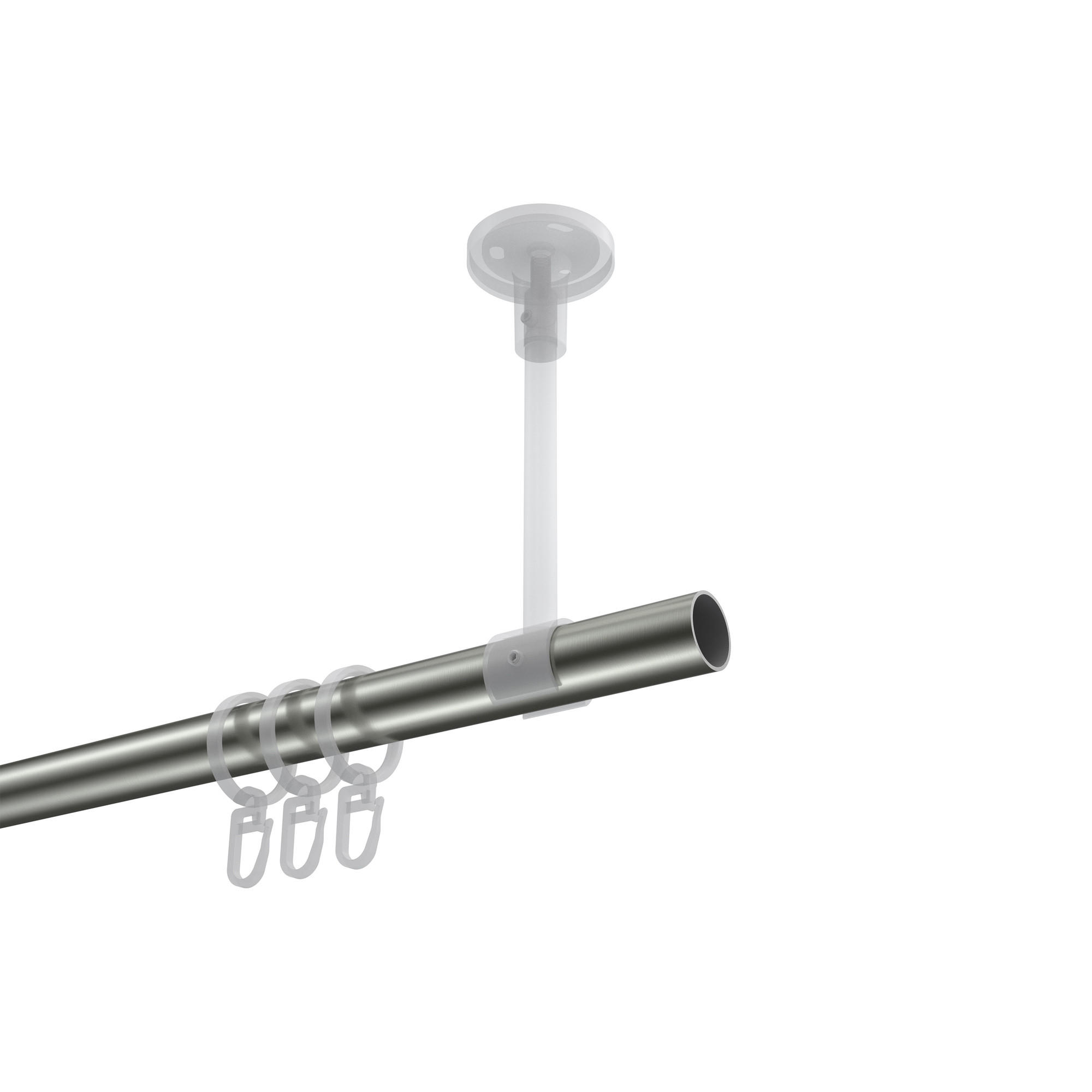 GARDINENSTANGE Sonette Elanto 320 cm (geteilt in 2 x 160 cm), 1-läufig, 20 mm Ø Edelstahl-Optik - Edelstahlfarben, Metall (320cm) - INTERDECO