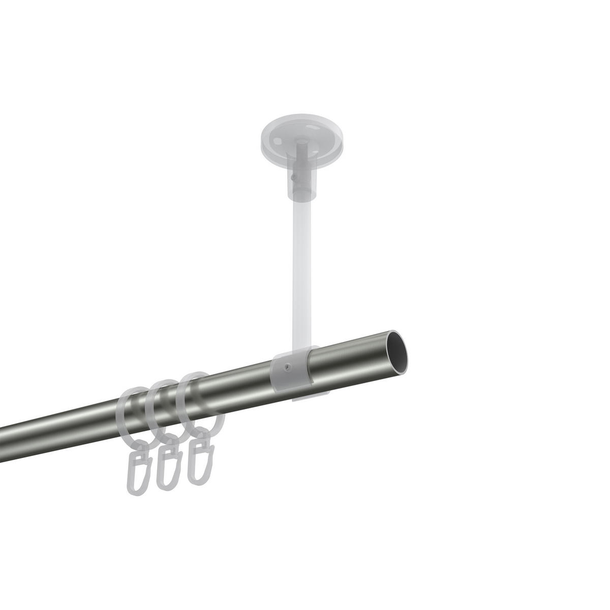 GARDINENSTANGEN-SET Sonette Elanto 200 cm, 1-läufig, 20 mm Ø Edelstahl-Optik - Edelstahlfarben, Metall (200cm) - INTERDECO