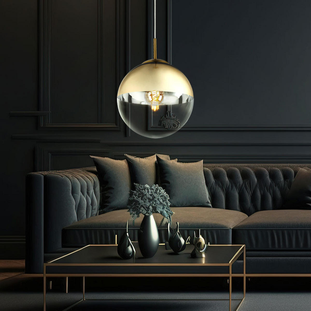 LED HÄNGELEUCHTE VARUS Gold Transparent - Goldfarben, Glas (25/25/120cm)