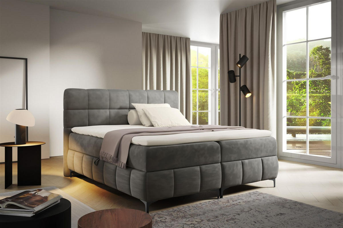 BOXBETT Sophie In Salvador - Graphitfarben, Holzwerkstoff/Textil (120/200cm) - Fun Möbel
