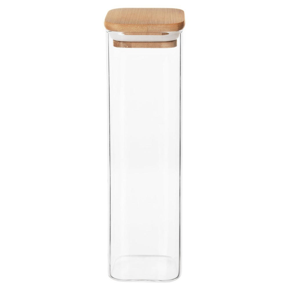 VORRATSGLAS quadratisch Bambus 600 ml Transparent - Transparent, Glas (6/21/6cm) - Orion 