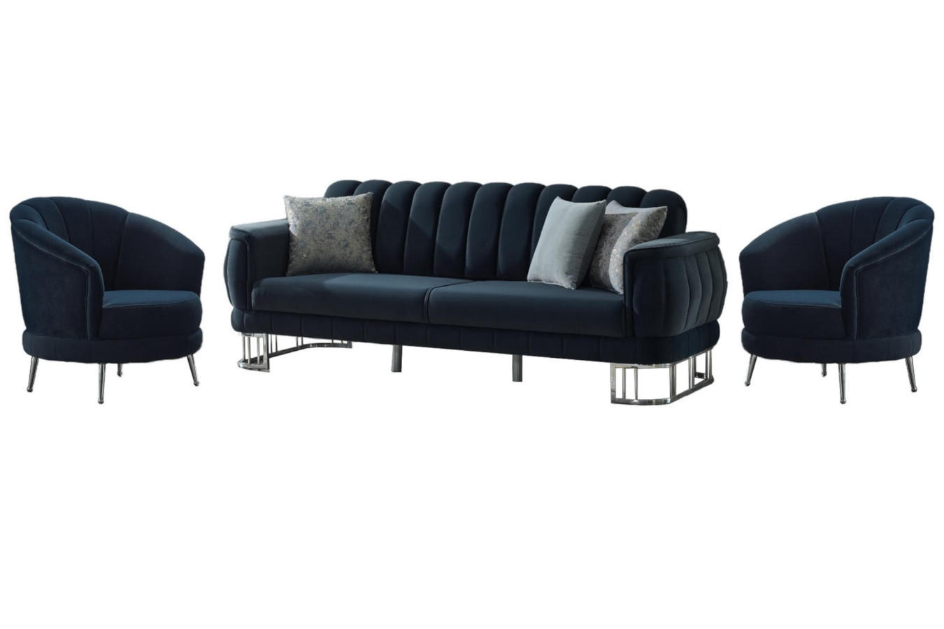 SITZGARNITUR Apollon Anthrazit Stellvariante:3+1+1 - Anthrazit, Holz/Textil (230/85/95cm) - Villa Möbel