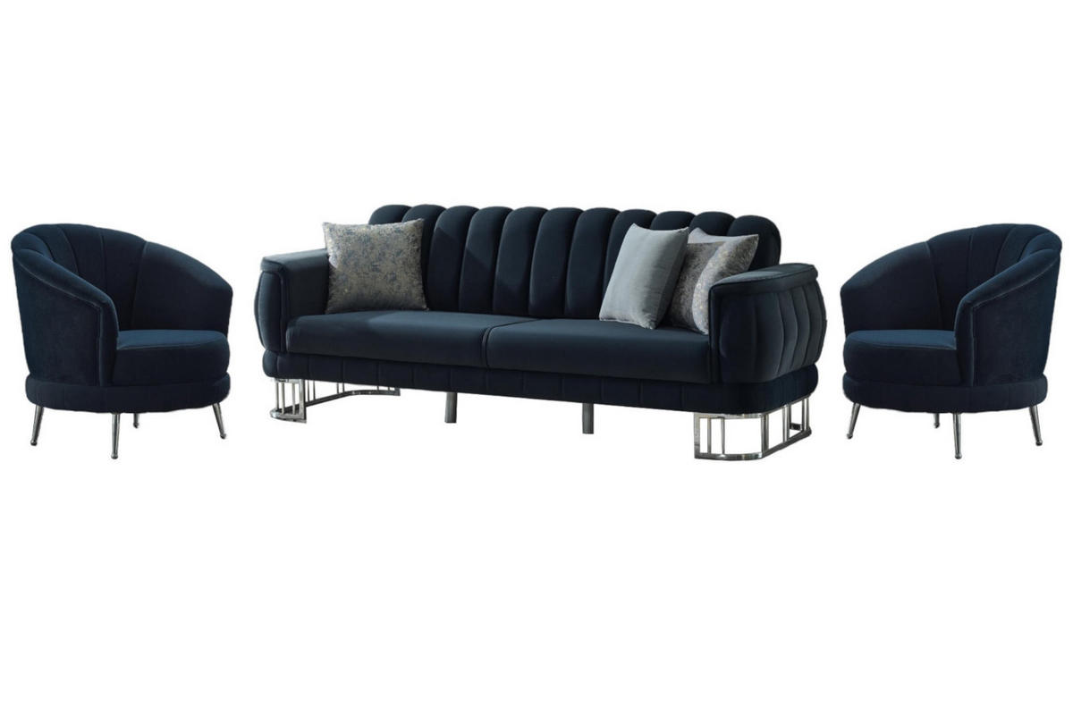 SITZGARNITUR Apollon Anthrazit Stellvariante:3+1+1 - Anthrazit, Holz/Textil (230/85/95cm) - Villa Möbel