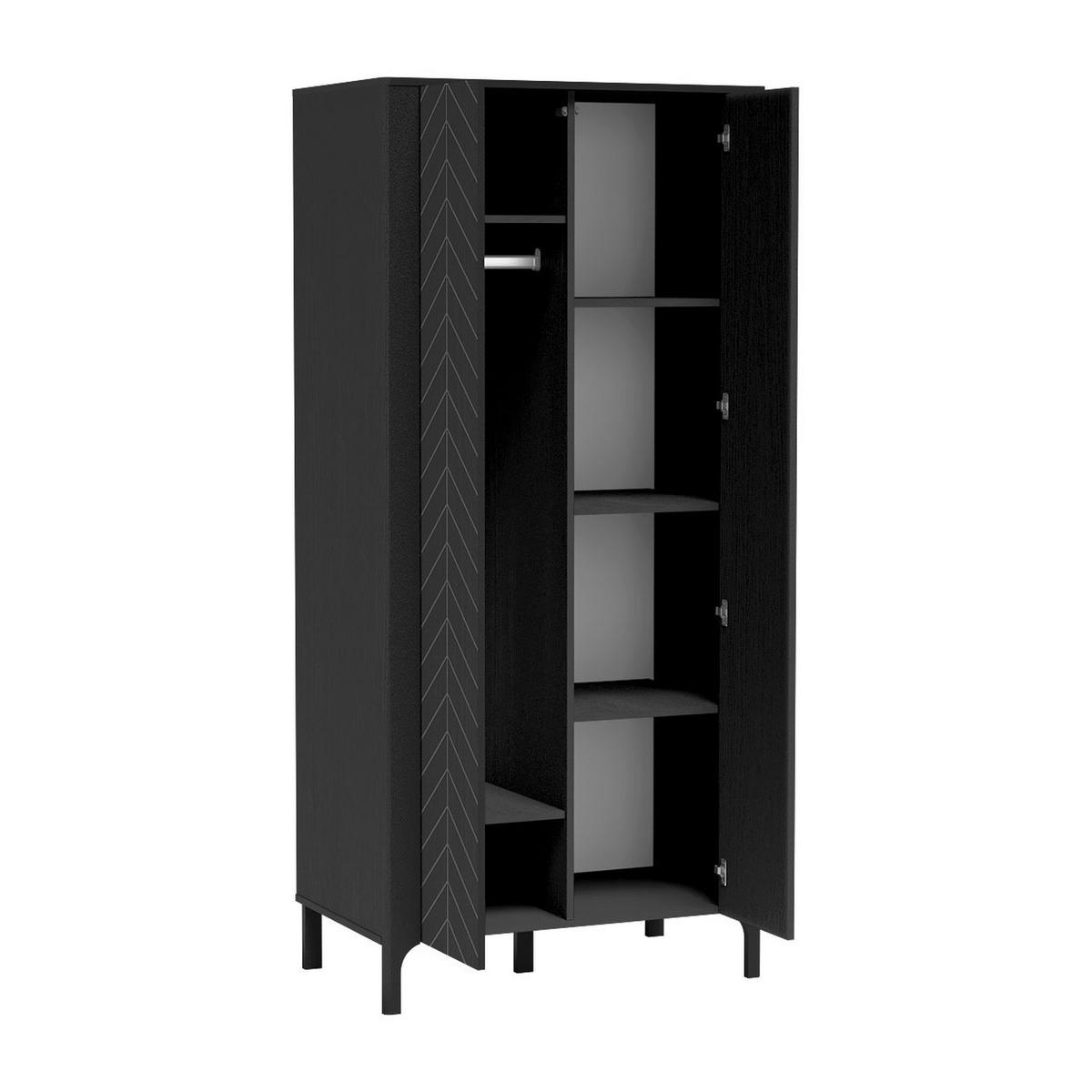 KLEIDERSCHRANK Malumi MM-7 90 x 197 x 54,5 cm Schwarz Paintflow - Schwarz, Holzwerkstoff (90/197/54.5cm) - Koseto