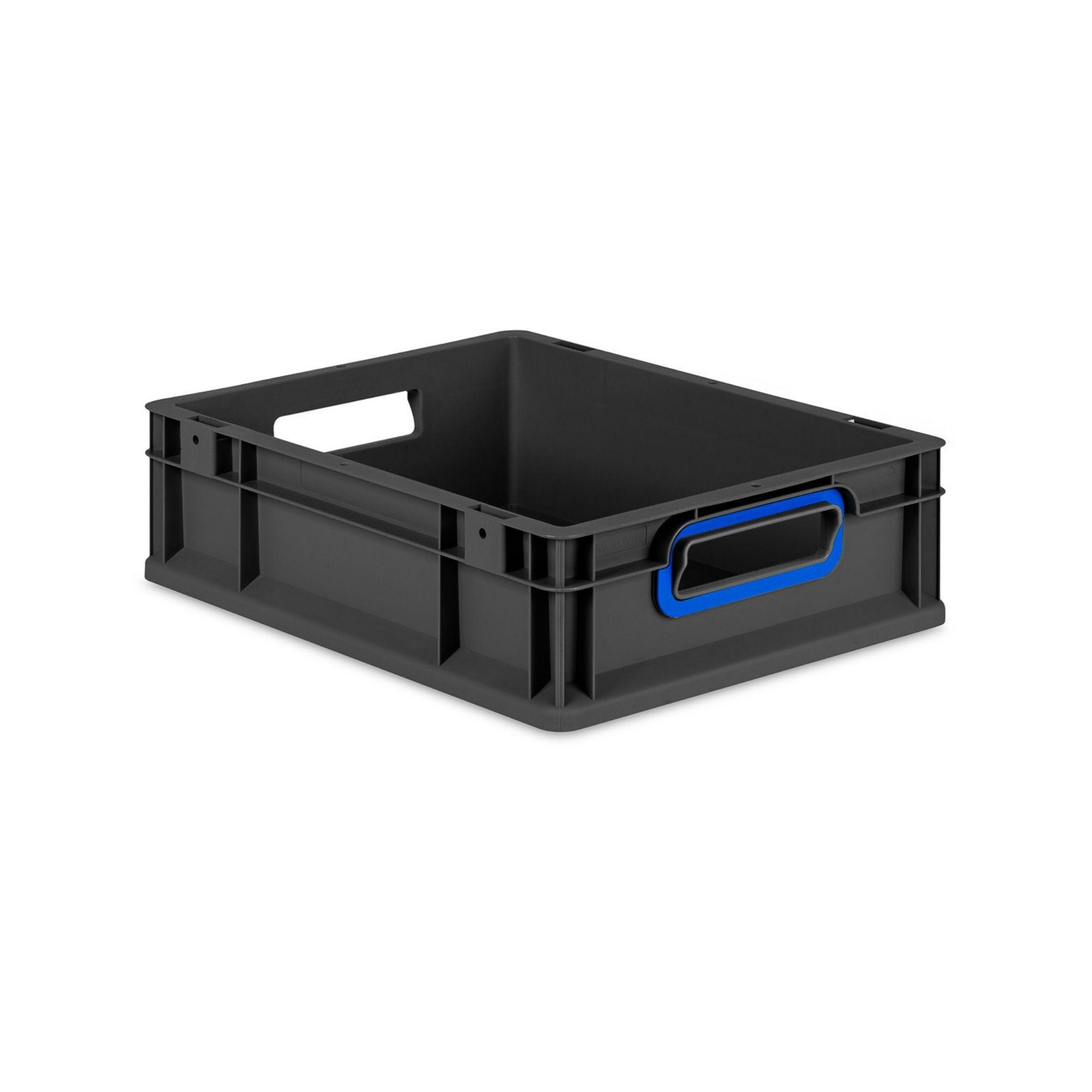EUROBOX NextGen Color 12x30x40 cm 11 Liter Griffe blau offen, Schwarz - Blau/Schwarz, Kunststoff (30/12/40cm) - PROREGAL