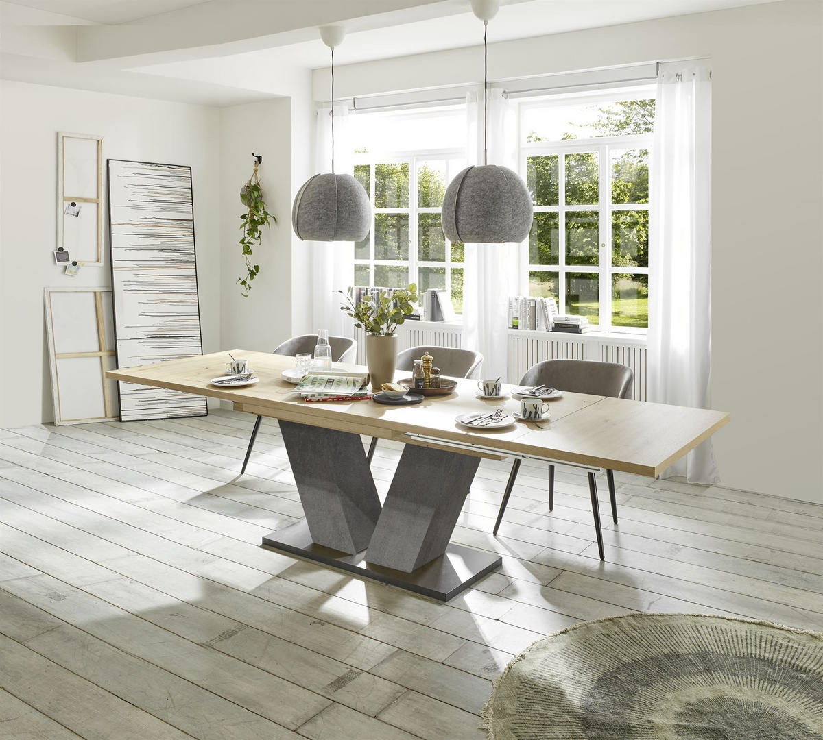 ESSTISCH ausziehbar Elena 160x90x76 Graphit/Asteiche - Graubraun, Holzwerkstoff (160/90/76cm) - 58aufmkessel