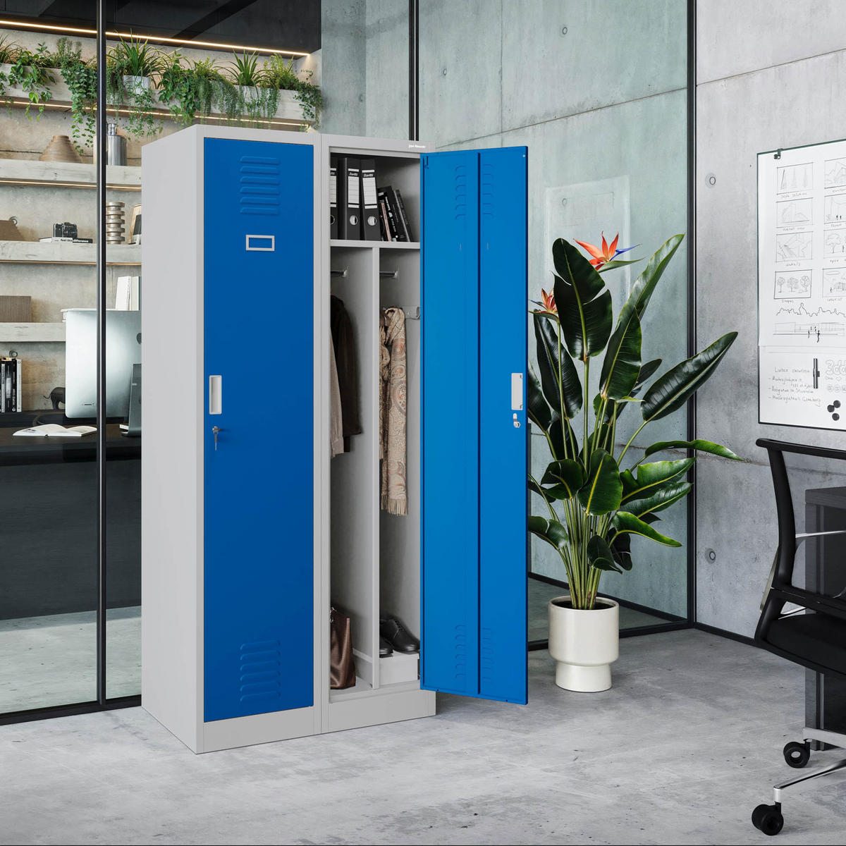 UMKLEIDESCHRANK KACPER - Blau/Grau, Metall (80/180/50cm) - Jan Nowak