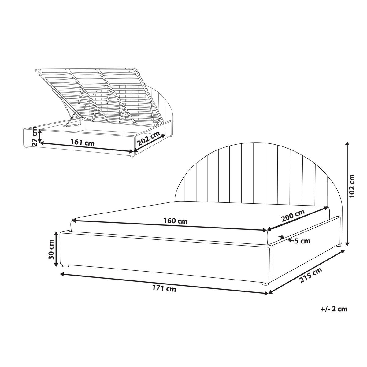 BETT mit Stauraum 160/200 cm Pfirsichrosa Chadenet - Pink, Textil (160/200cm) - Beliani