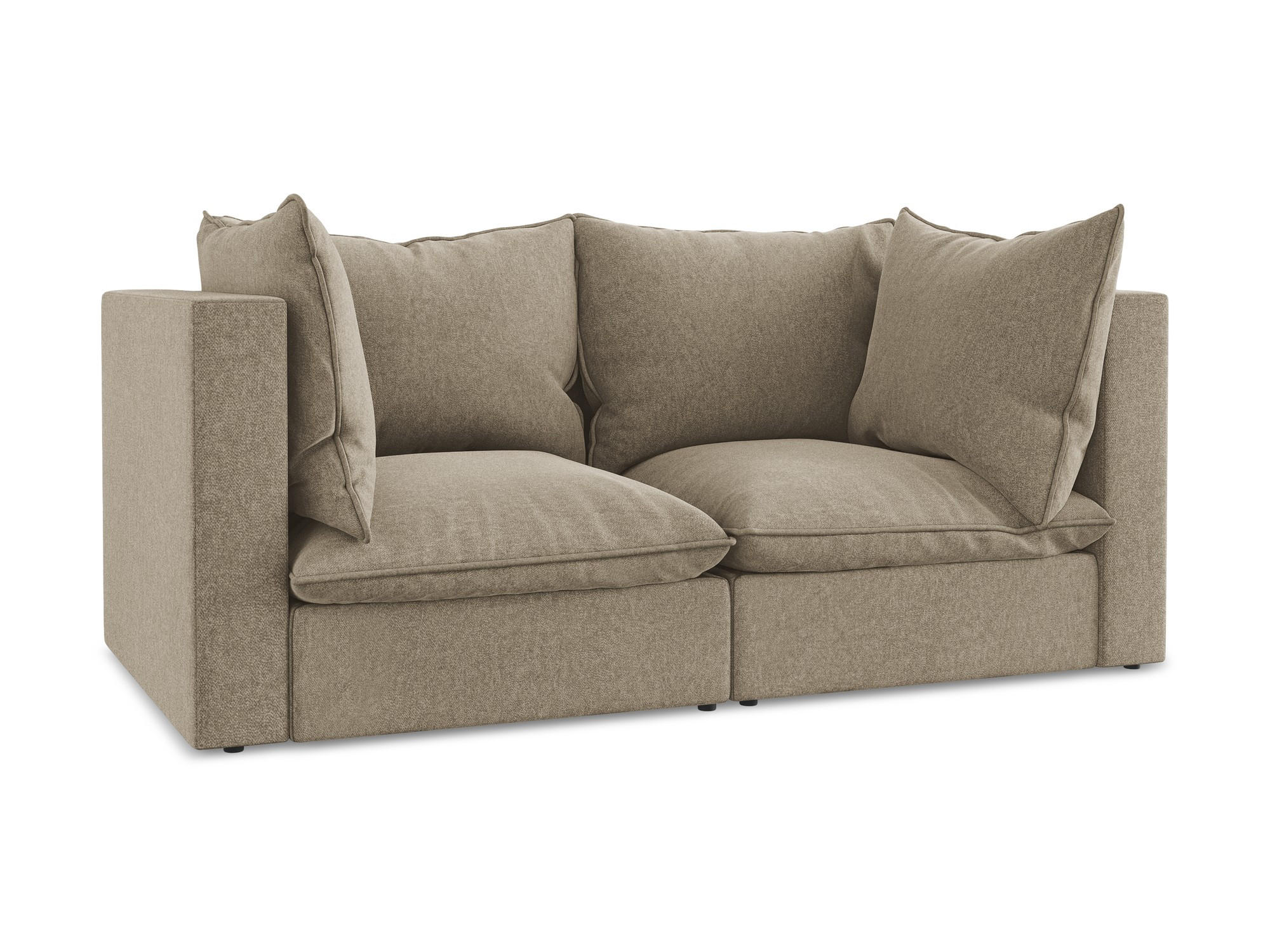 2-SITZER SOFA Samt Stoff Beige - Beige/Schwarz, Holzwerkstoff/Kunststoff (180/77/90cm) - Makamii