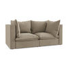2-SITZER SOFA Samt Stoff Beige - Beige/Schwarz, Holzwerkstoff/Kunststoff (180/77/90cm) - Makamii