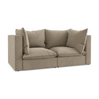 2-SITZER SOFA Samt Stoff Beige - Beige/Schwarz, Holzwerkstoff/Kunststoff (180/77/90cm) - Makamii
