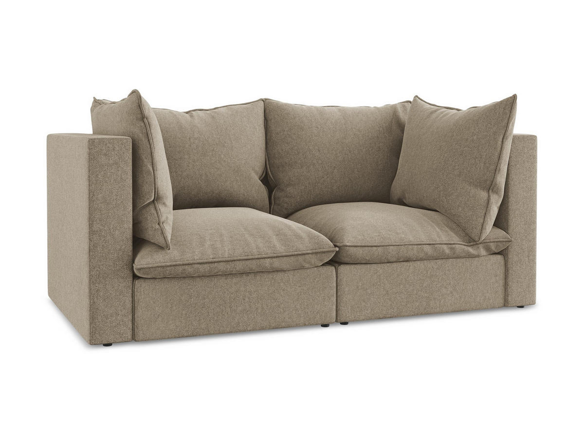2-SITZER SOFA Samt Stoff Beige - Beige/Schwarz, Holzwerkstoff/Kunststoff (180/77/90cm) - Makamii
