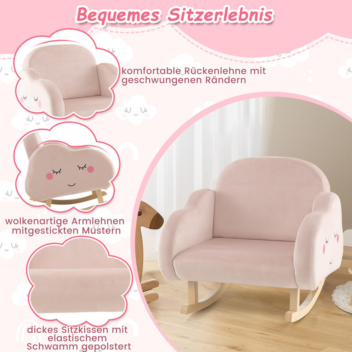 KINDERSOFA 51cm Pink - Pink, Textil (50/51/51cm) - COSTWAY