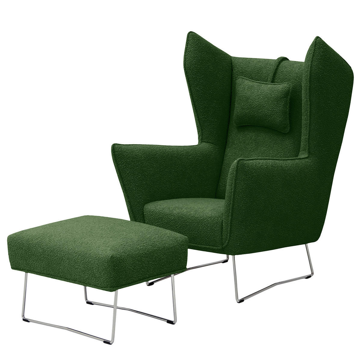 SESSEL - Chromfarben/Dunkelgrün, Textil/Metall (80/112/92cm) - home24