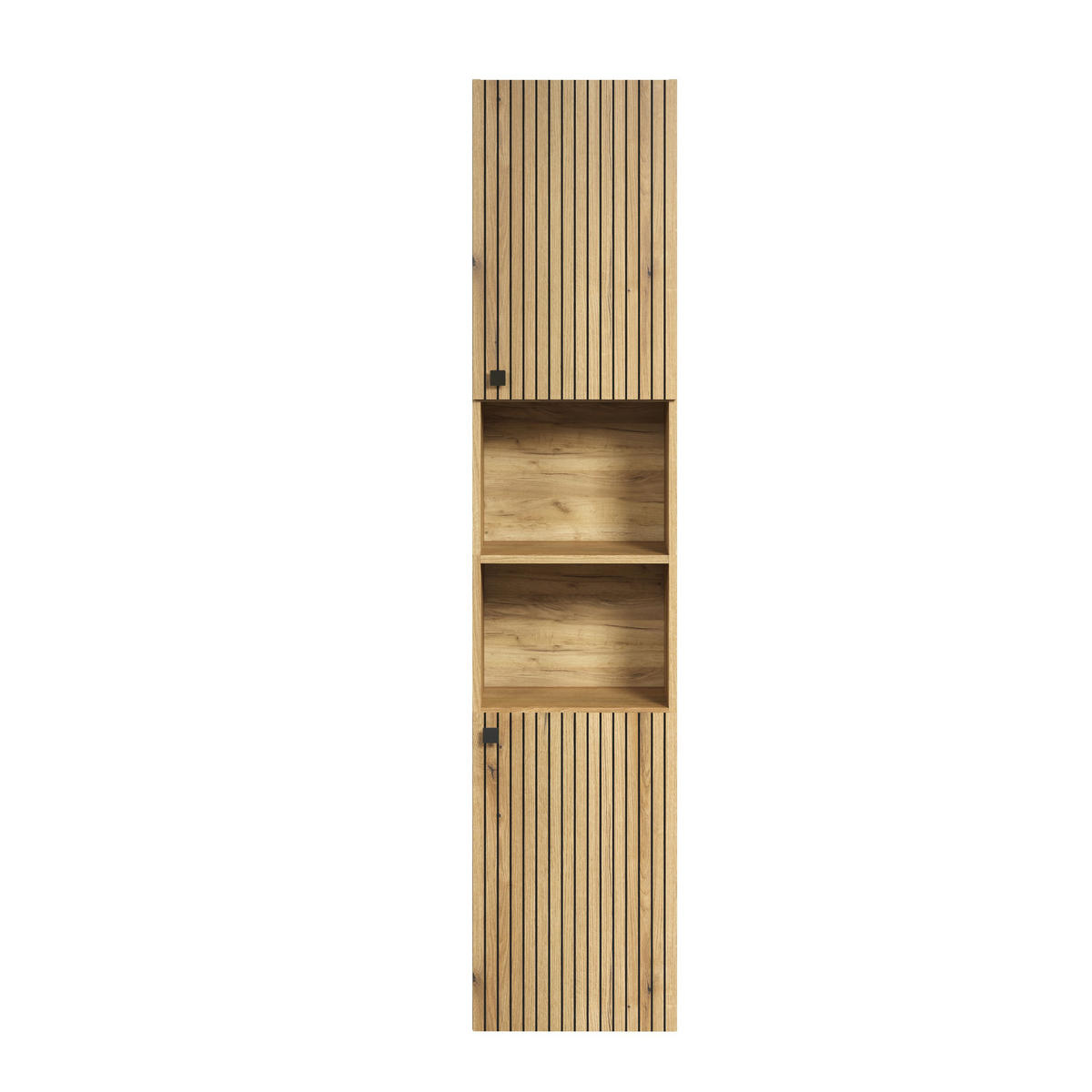 BADEZIMMERSÄULE mit Rillen, 2 Türen und 2 Fächern - purebliss 112/15/44,5 cm - Eichefarben, Holzwerkstoff (40/186/31cm) - Trendteam
