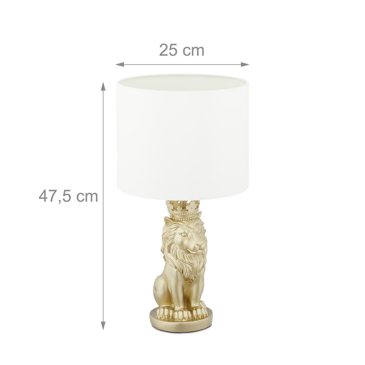 TISCHLAMPE Löwe - Multicolor, Kunststoff/Textil (25/25/47.5cm) - Relaxdays