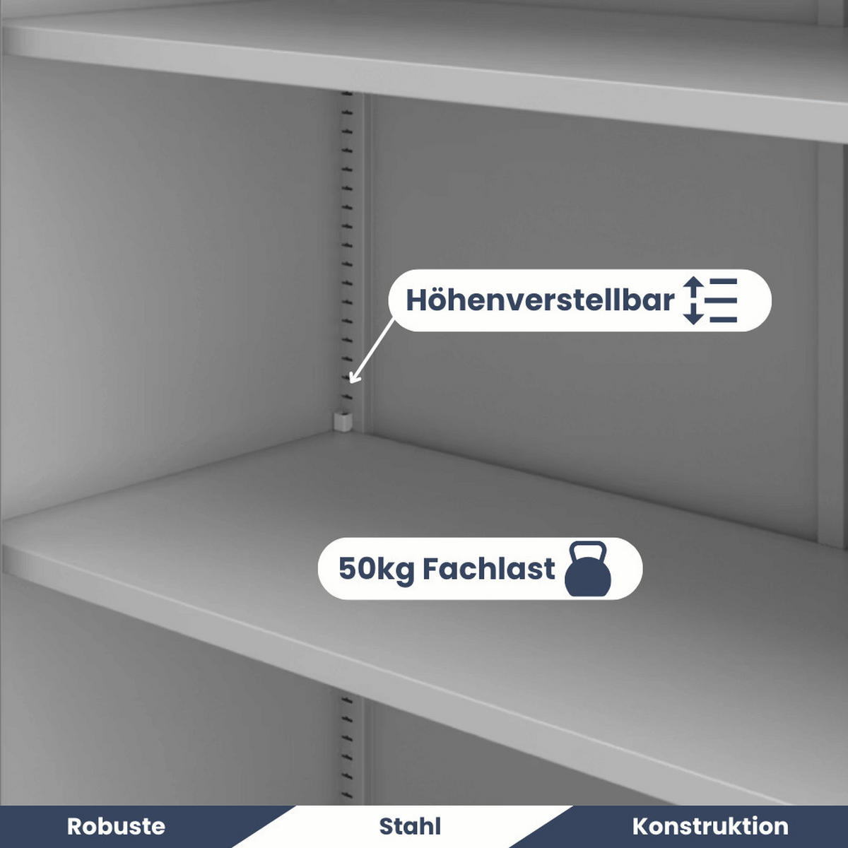 METALLSCHRANK abschließbar KODLI mit Geheimfach 185x90x45cm Grau - Grau, Metall (90/185/45cm) - DELUKE