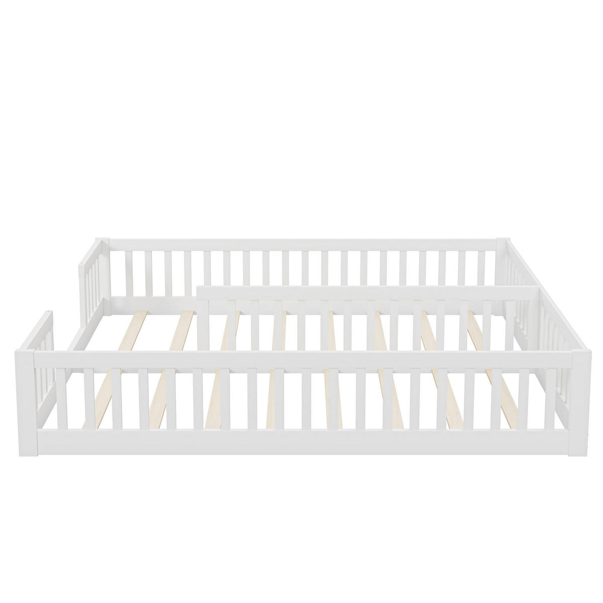 KINDERBETT 90/200 cm & 90/200 cm in Weiß mit Sicherheitsgitter und Lattenrost - Weiß, Holzwerkstoff (90/200cm) - STILVORA