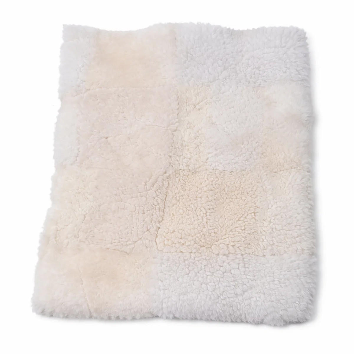 SITZAUFLAGE Lammfell Patchwork natur vernäht weich 37x37 cm Weiß Eckig - Weiß, Fell (37/37cm) - Provellus