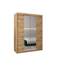 SCHWEBETÜRENSCHRANK 200/150/62 2-türig - Silberfarben/Eiche Artisan, Holz/Kunststoff (150/200/62cm) - Abiks Möbel