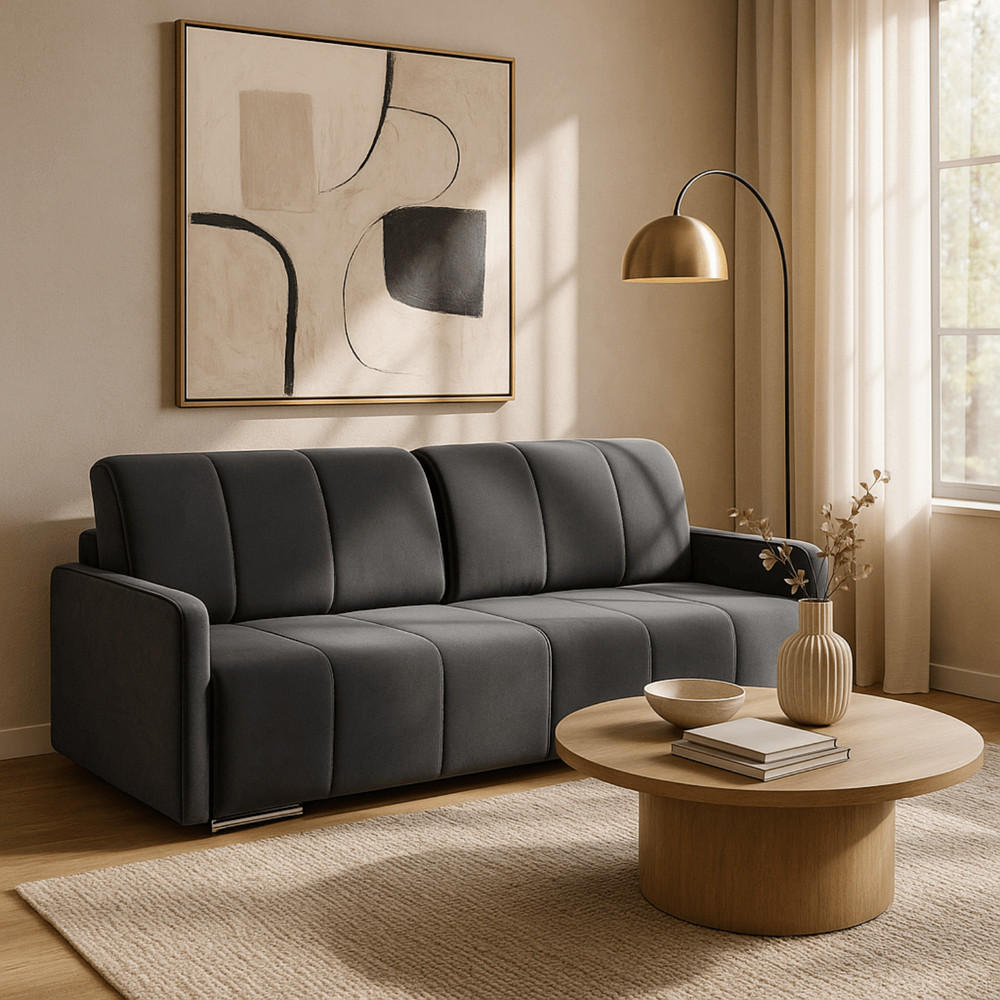 SOFA IBIZA Schlaffunktion Hellgrau - Grau, Holz/Textil (202/93/97cm) - makarowski meble
