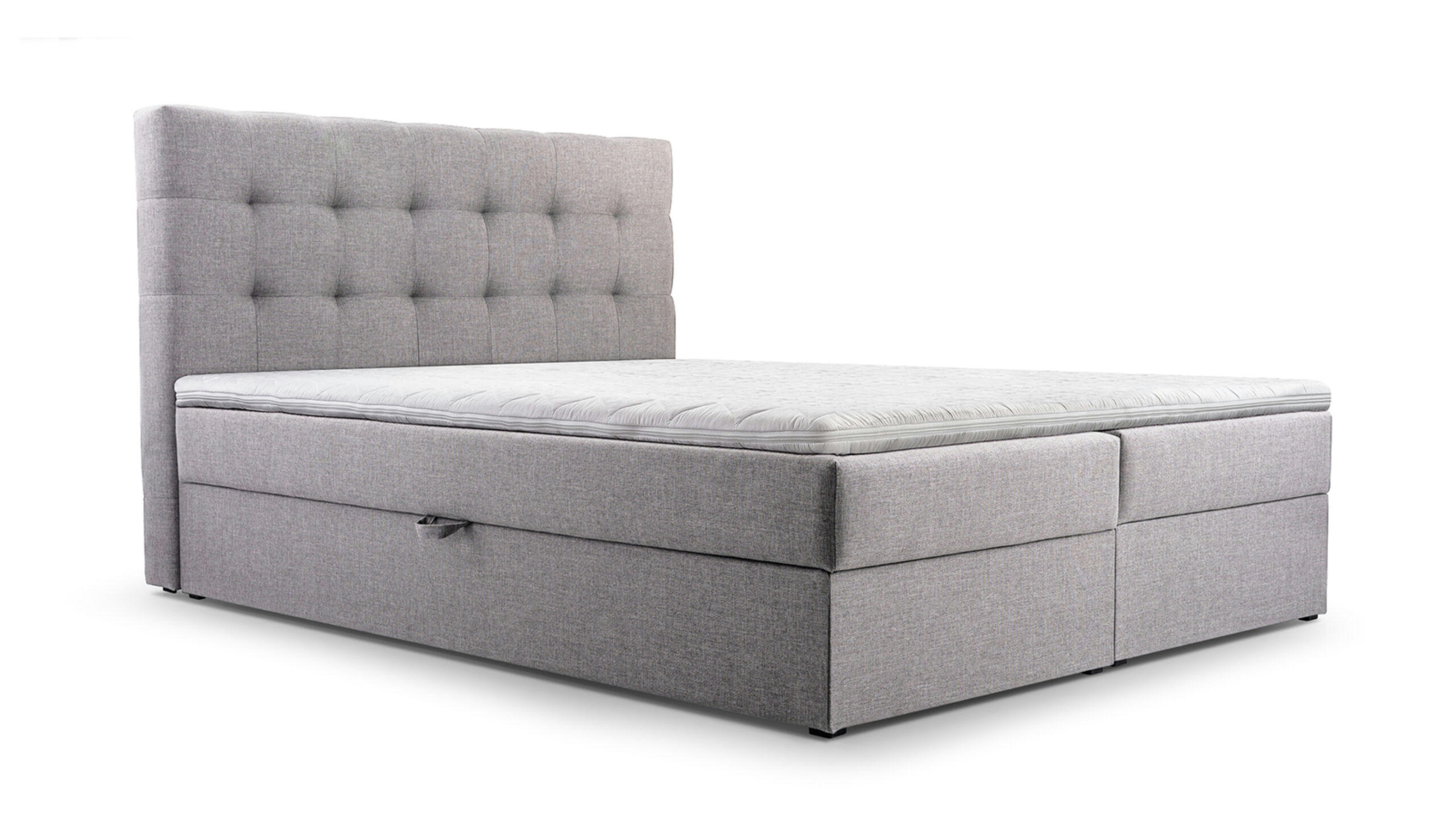 BETT - Boxspringbett 180x200 - 05 Hugo 91 - Hellgrau - Hellgrau, Holz (180/200cm) - Möblo