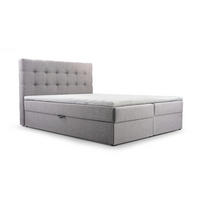 BETT - Boxspringbett 180x200 - 05 Hugo 91 - Hellgrau - Hellgrau, Holz (180/200cm) - Möblo